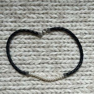 Honor Pearl Leather Necklace - 16”